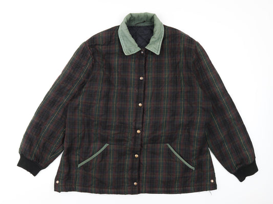 Country Casuals Womens Multicoloured Plaid Quilted Coat Size 22 Snap