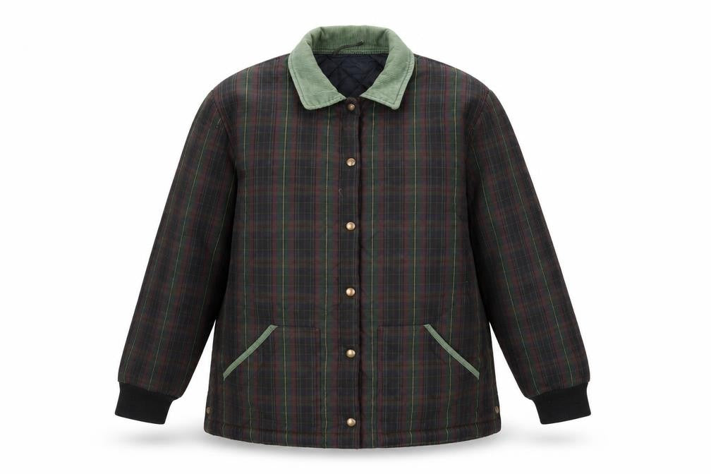 Country Casuals Womens Multicoloured Plaid Quilted Coat Size 22 Snap