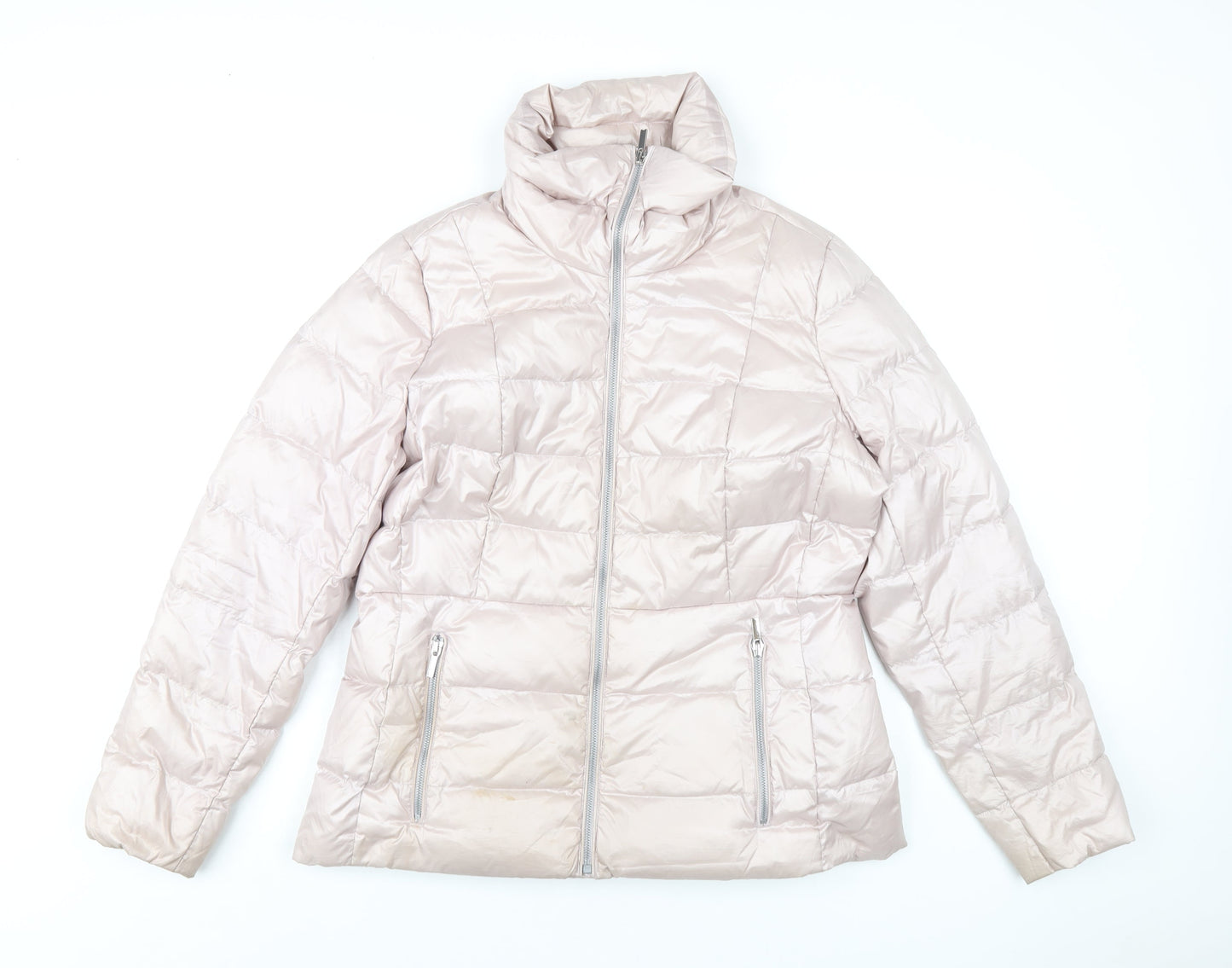 Lands' End Womens Pink Puffer Jacket Coat Size 14 Zip