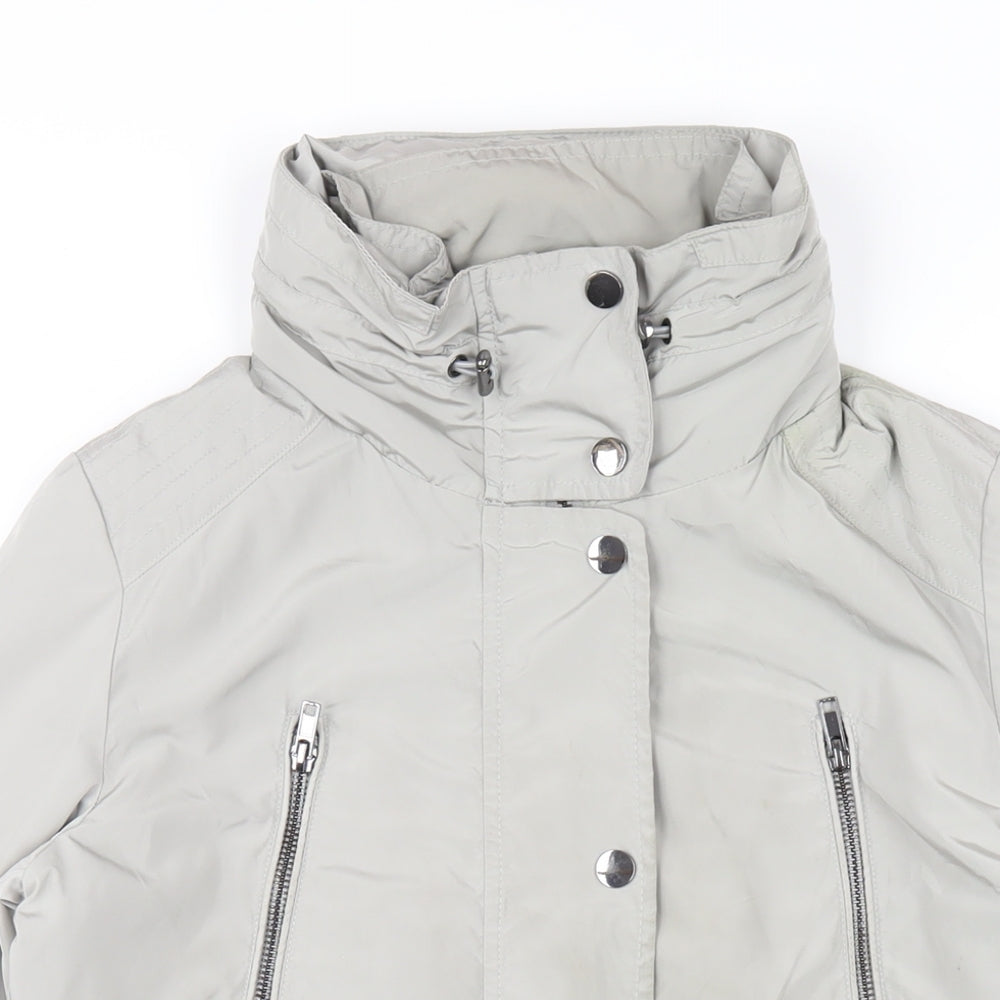 Monsoon Womens Grey Rain Coat Coat Size 8 Zip