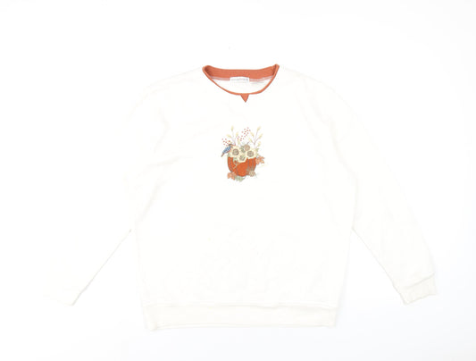 Hasting & Smith Womens White Cotton Pullover Sweatshirt Size M Pullover