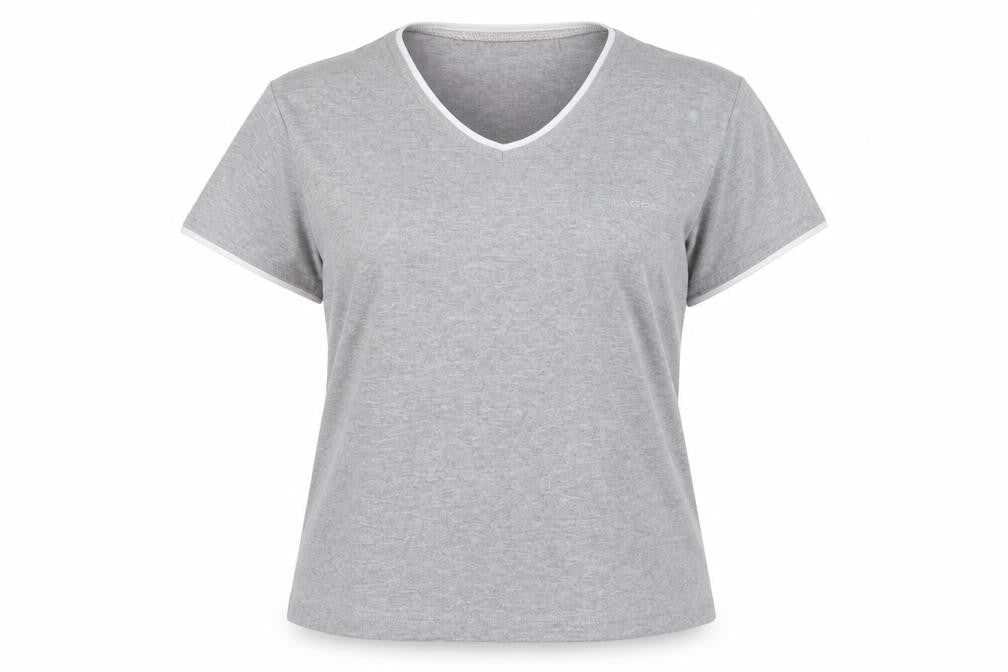 LA Gear Womens Grey Cotton Basic T-Shirt Size 16 V-Neck