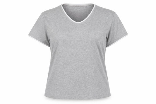 LA Gear Womens Grey Cotton Basic T-Shirt Size 16 V-Neck