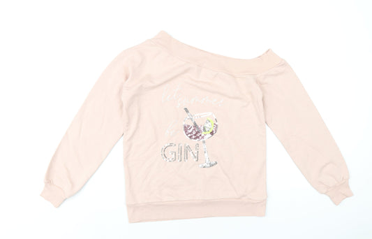 Lipsy Womens Pink Cotton Pullover Sweatshirt Size S Pullover