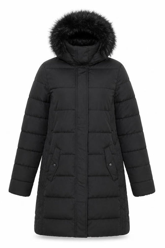 Warehouse Womens Black Parka Jacket Size 10 Zip