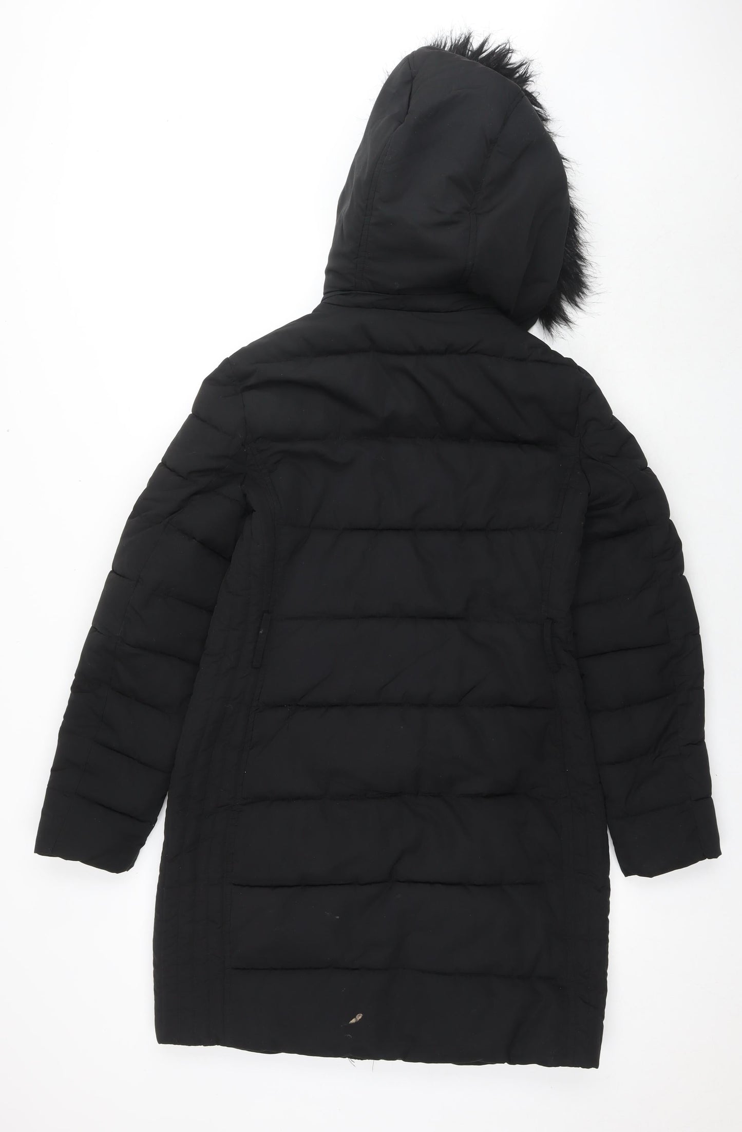 Warehouse Womens Black Parka Jacket Size 10 Zip