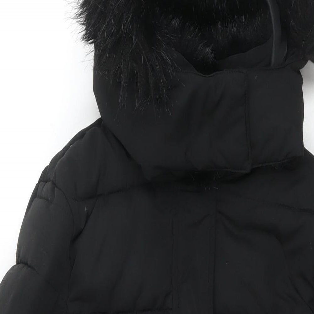 Warehouse Womens Black Parka Jacket Size 10 Zip