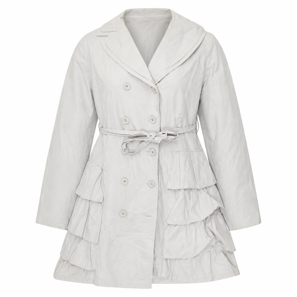 Tsega Womens Grey Trench Coat Jacket Size 12 Button