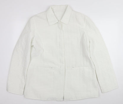 Yazz Womens White Quilted Jacket Size 14 Zip