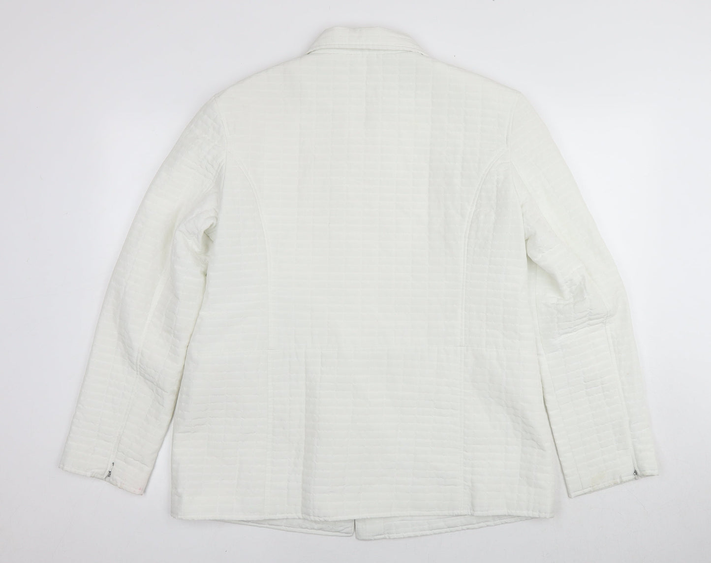 Yazz Womens White Quilted Jacket Size 14 Zip