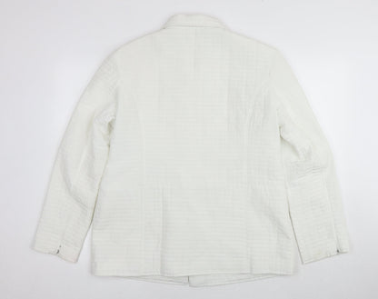 Yazz Womens White Quilted Jacket Size 14 Zip