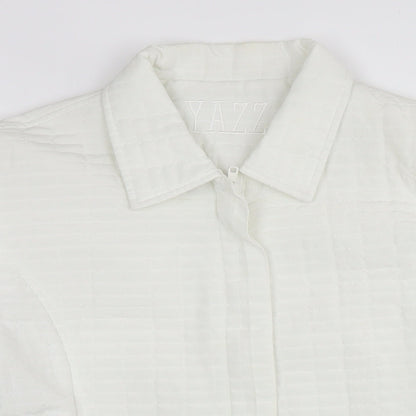 Yazz Womens White Quilted Jacket Size 14 Zip