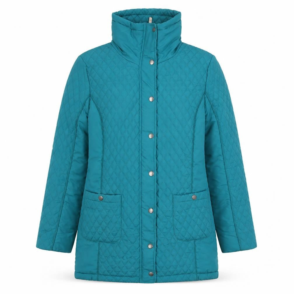 First Avenue Womens Blue Quilted Coat Size S Zip