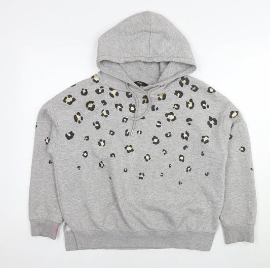 NEXT Womens Silver Cotton Pullover Hoodie Size S Pullover - Leopard detail