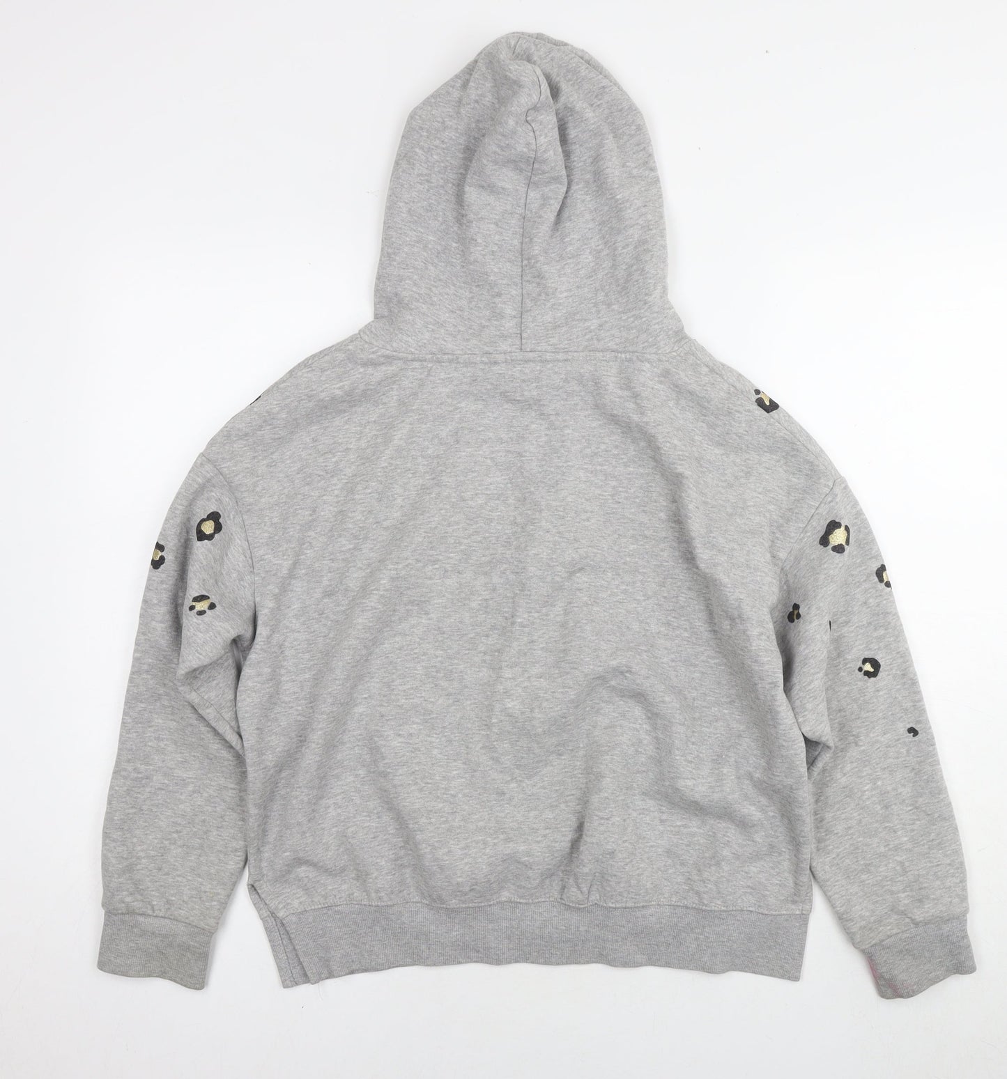 NEXT Womens Silver Cotton Pullover Hoodie Size S Pullover - Leopard detail