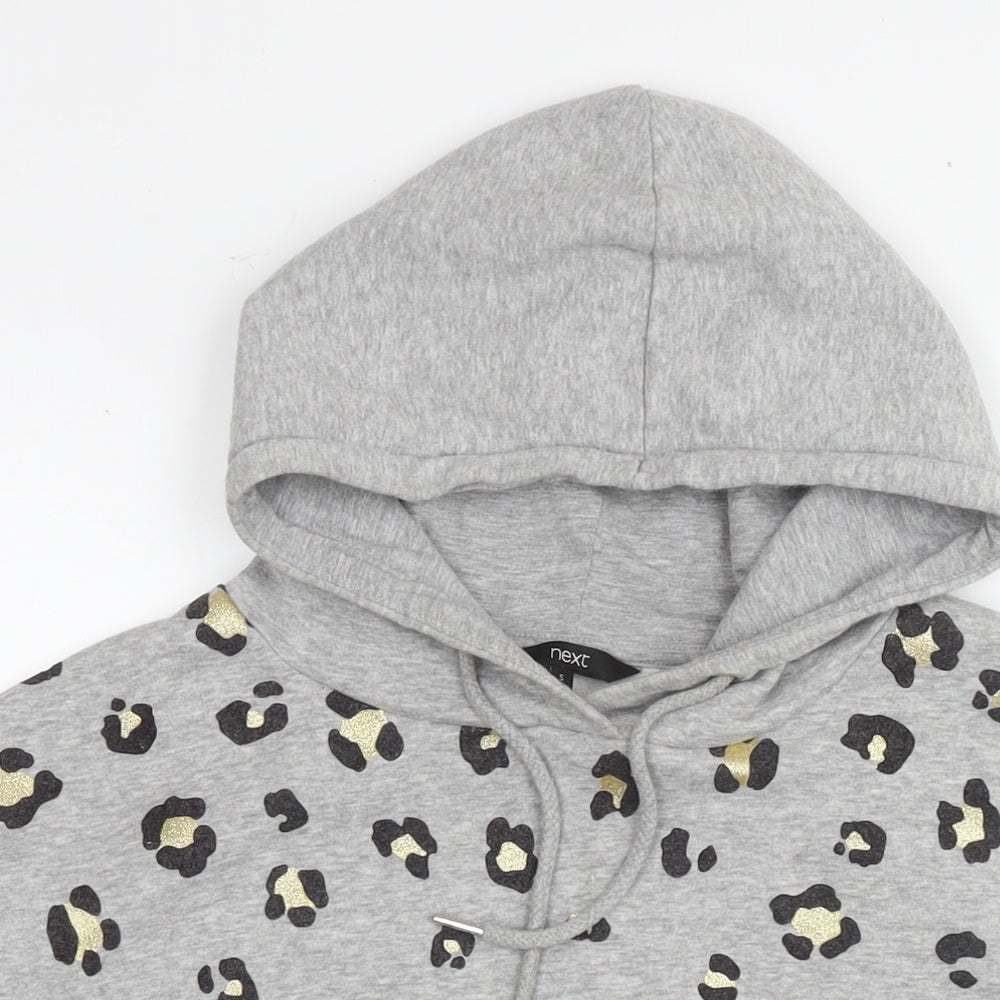 NEXT Womens Silver Cotton Pullover Hoodie Size S Pullover - Leopard detail