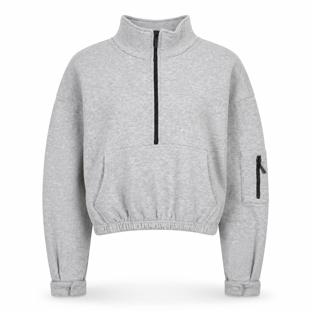 PRETTYLITTLETHING Womens Grey Polyester Pullover Sweatshirt Size S Zip