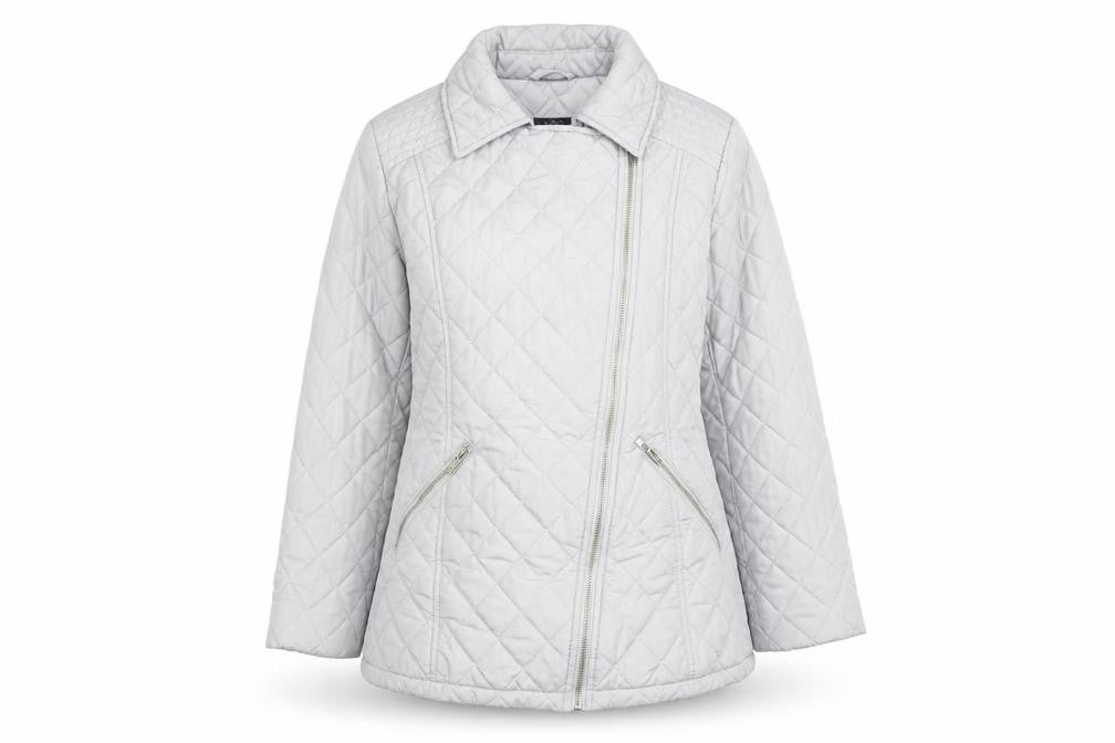Marks and Spencer Womens Grey Quilted Jacket Size 12 Zip