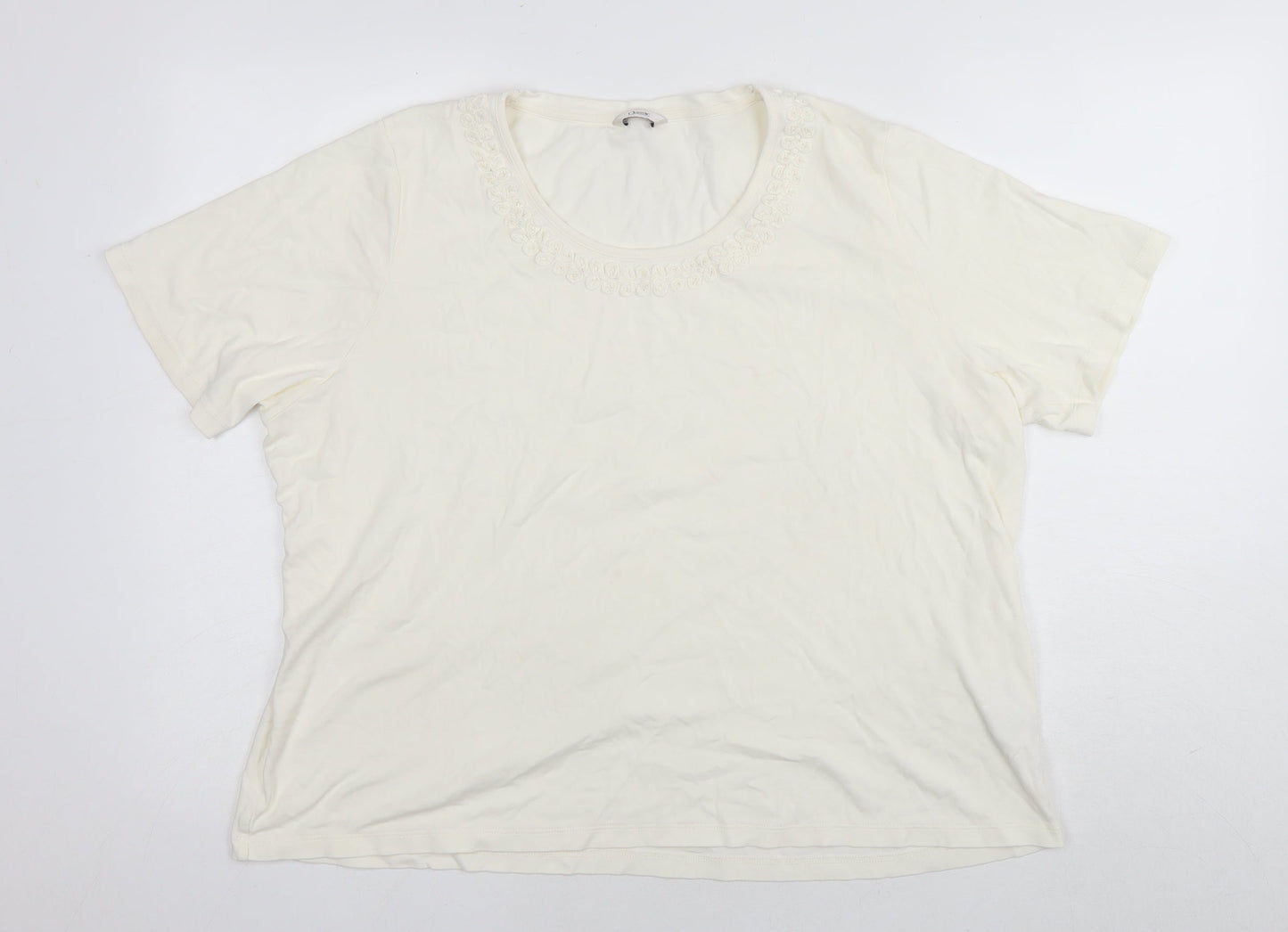 Marks and Spencer Womens White Cotton Basic T-Shirt Size 16 Round Neck