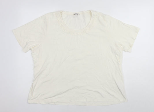 Marks and Spencer Womens White Cotton Basic T-Shirt Size 16 Round Neck