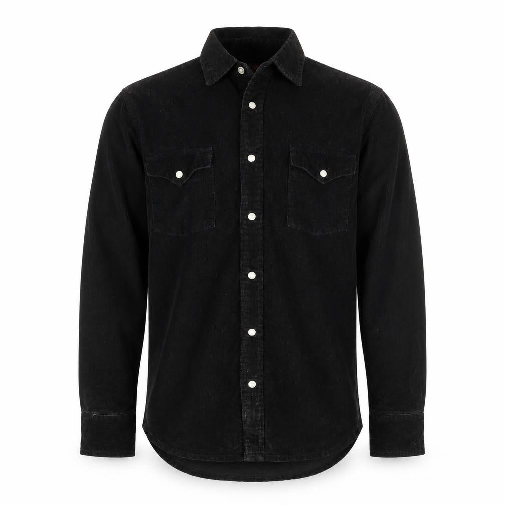 POP Mens Black Cotton Button-Up Size S Collared Snap