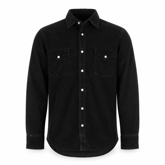 POP Mens Black Cotton Button-Up Size S Collared Snap