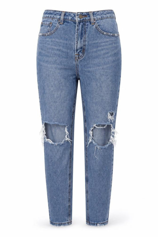 Topshop Womens Blue Cotton Mom Jeans Size 10 L26 in Regular Zip