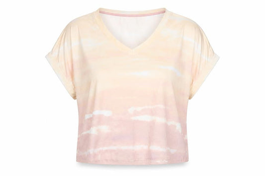 Danskin Womens Multicoloured Striped Polyester Basic T-Shirt Size XL V-Neck