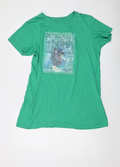 Preloved Disney Womens Green Cotton Basic T-Shirt Size 10 Crew Neck - Front