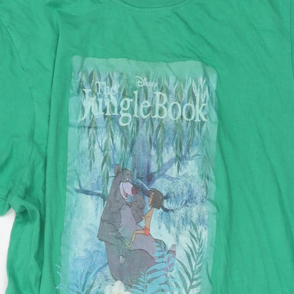 Preloved Disney Womens Green Cotton Basic T-Shirt Size 10 Crew Neck - Detail