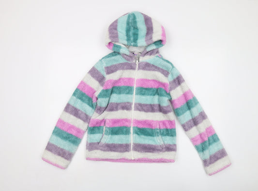John Lewis Girls Multicoloured Striped Jacket Size 11 Years Zip