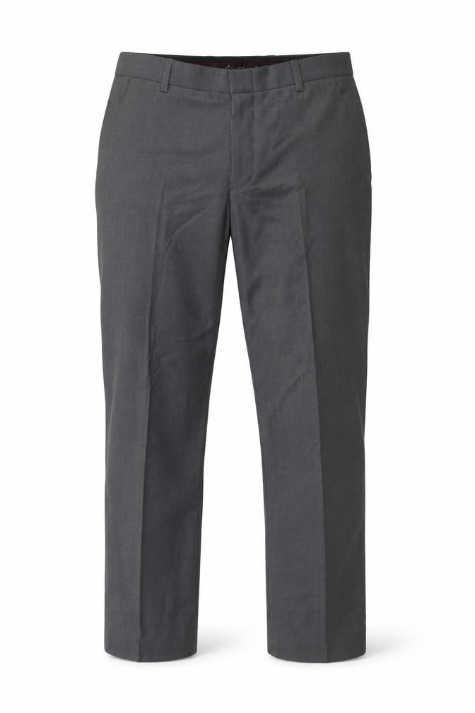 Yaly Mens Grey Polyester Trousers Size 30 in L31 in Regular Hook & Eye