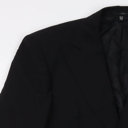 Zara Mens Black Wool Jacket Suit Jacket Size 42 Regular