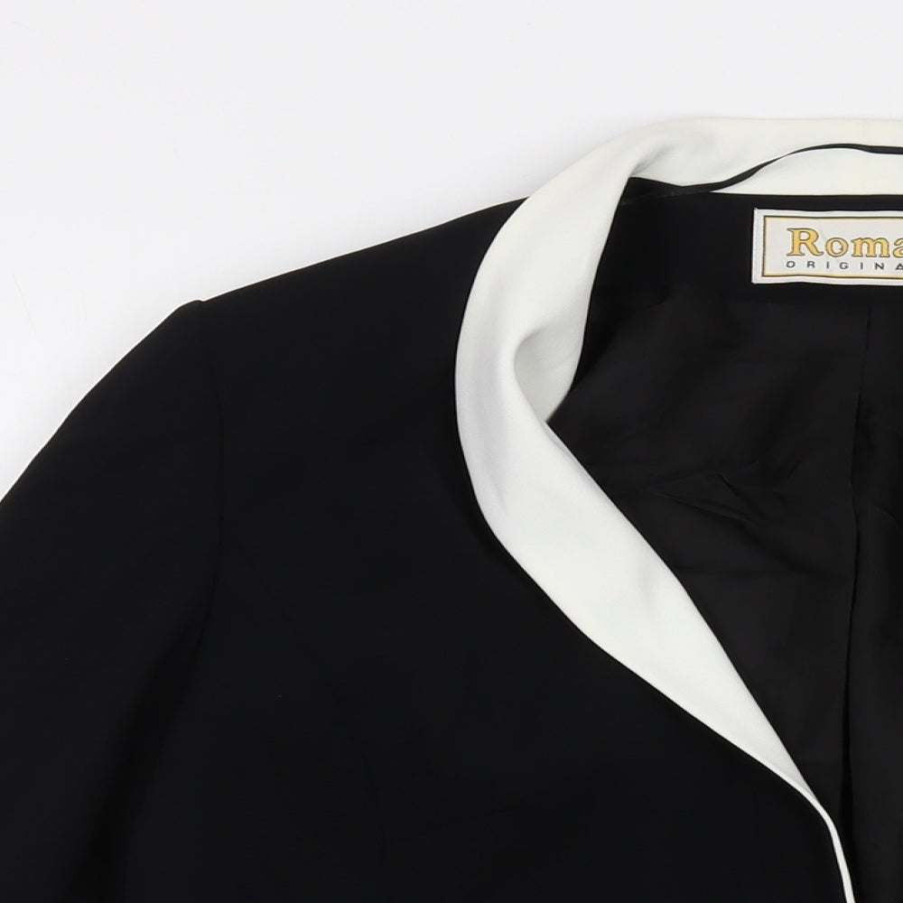 Roman Womens Black Jacket Size 16 Hook & Eye