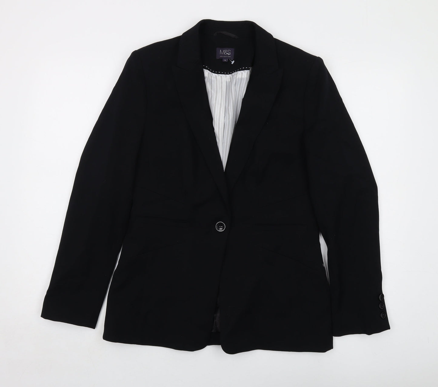Marks and Spencer Womens Black Jacket Size 12 Button
