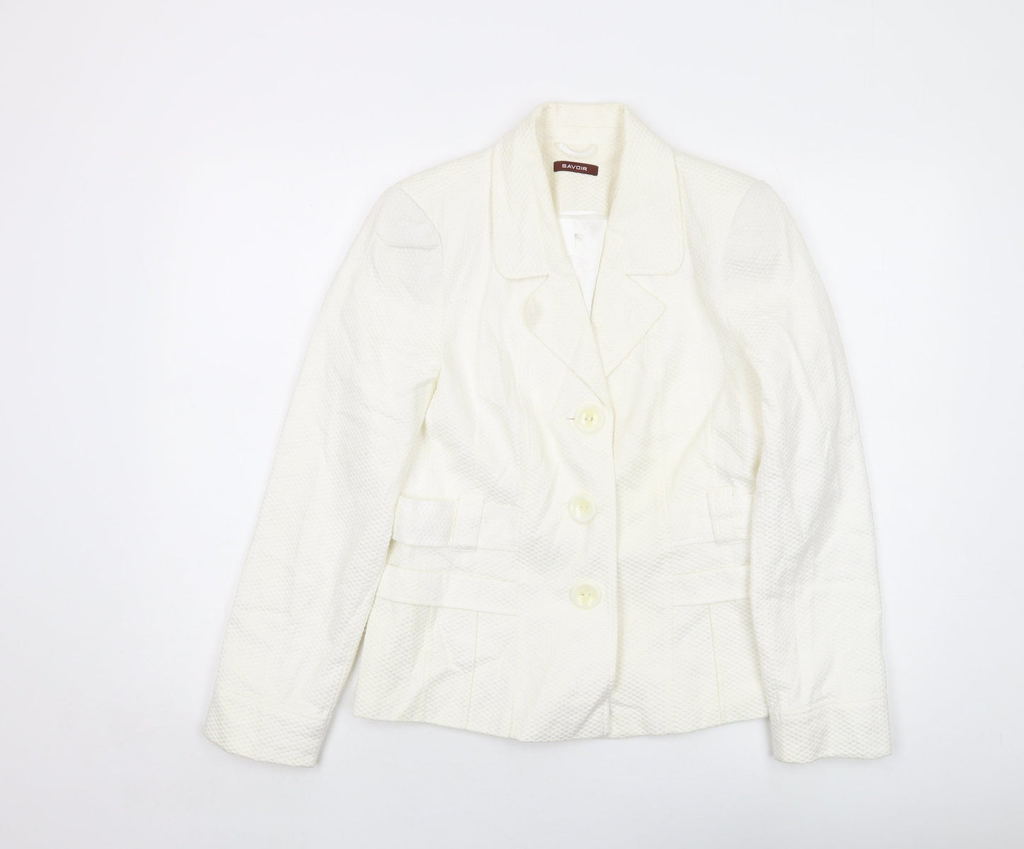 Savoir Womens Ivory Jacket Size 12 Button