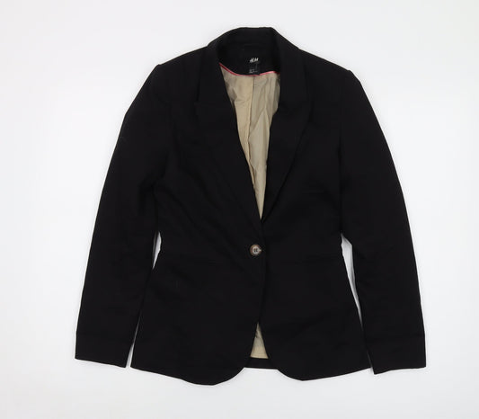 H&M Womens Black Jacket Size 6 Button