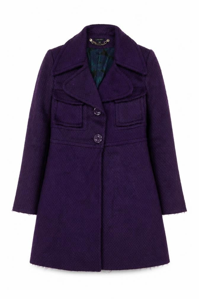 Full Circle Womens Purple Overcoat Coat Size 10 Button