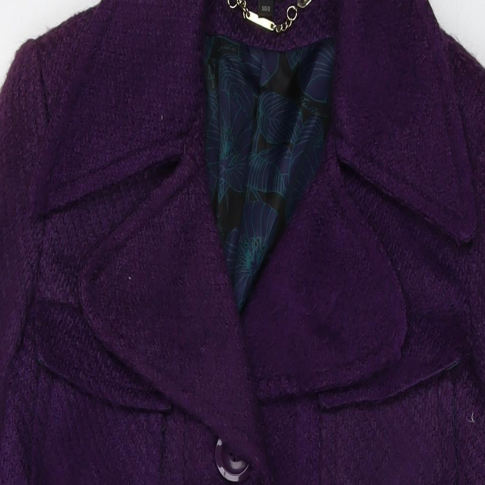 Full Circle Womens Purple Overcoat Coat Size 10 Button