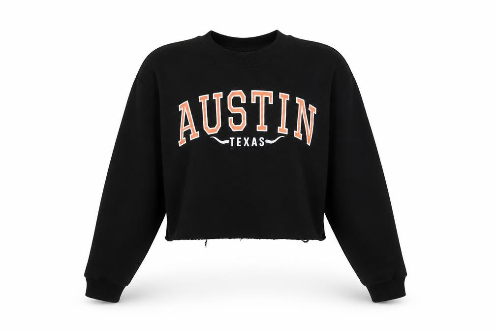 Austin Texas Womens Black Polyester Pullover Sweatshirt Size 4 Pullover