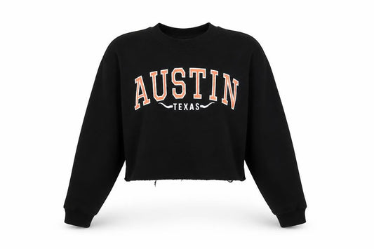 Austin Texas Womens Black Polyester Pullover Sweatshirt Size 4 Pullover