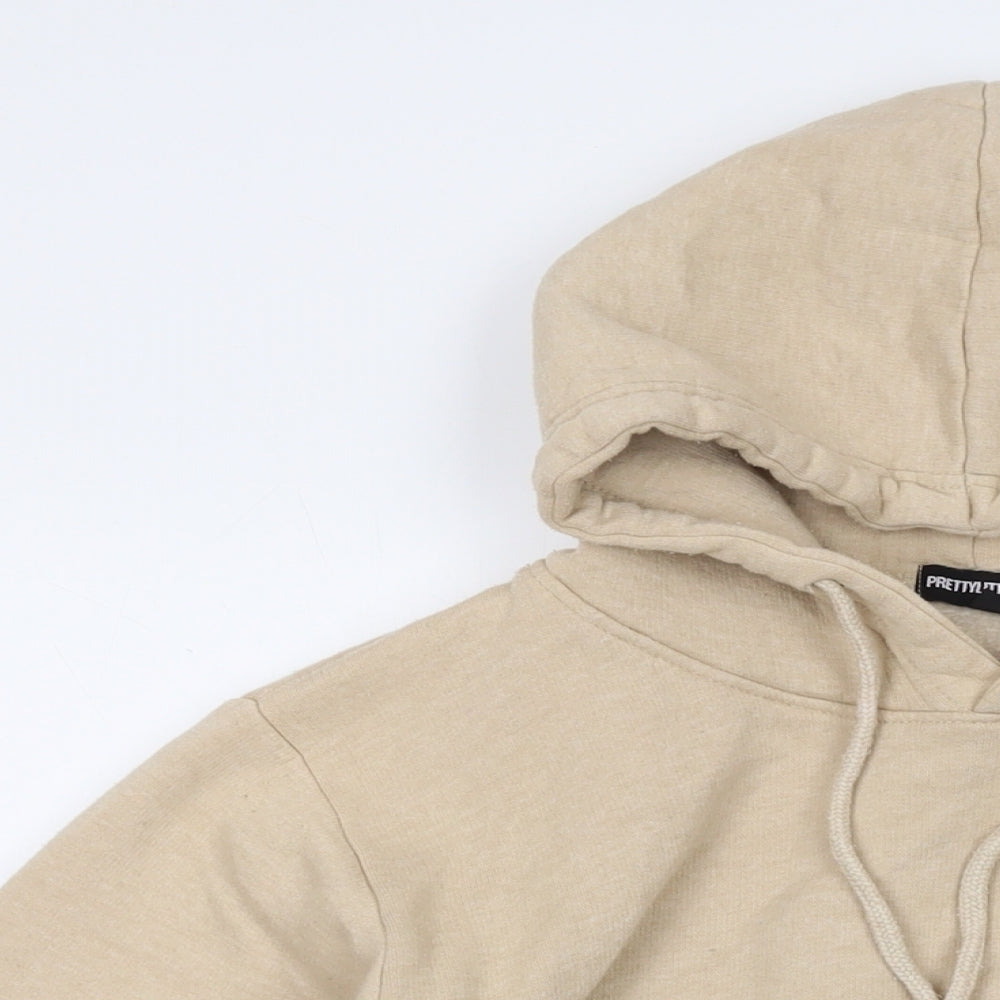 PRETTYLITTLETHING Womens Beige Cotton Pullover Hoodie Size M Pullover