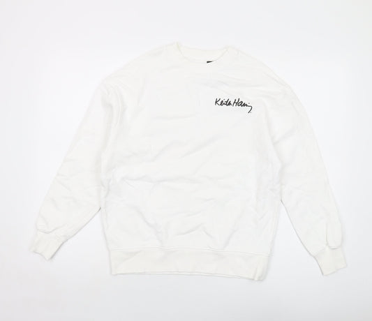 Keith Haring Girls White Cotton Pullover Sweatshirt Size 11-12 Years Pullover