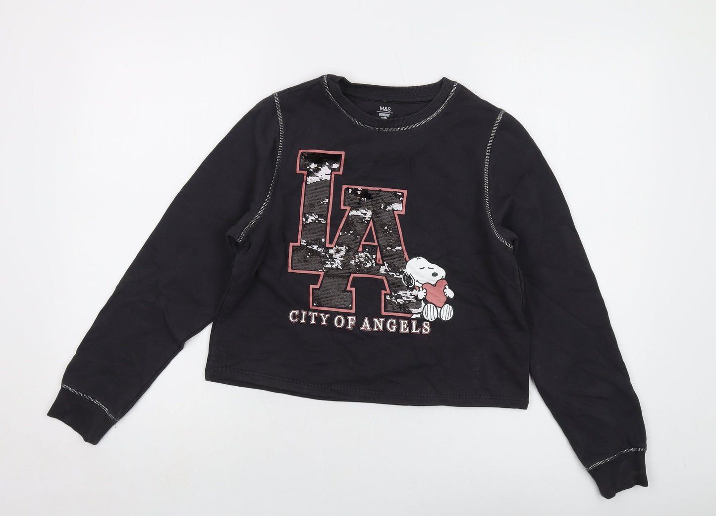 Peanuts Girls Grey Cotton Pullover Sweatshirt Size 12-13 Years Pullover