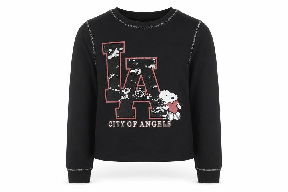 Peanuts Girls Grey Cotton Pullover Sweatshirt Size 12-13 Years Pullover