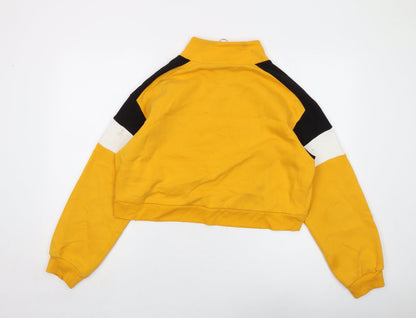 H&M Womens Yellow Cotton Pullover Sweatshirt Size M Zip
