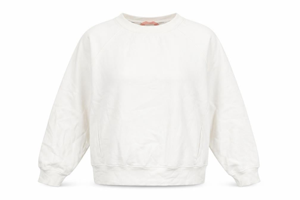 GOODMOVE Womens White Cotton Pullover Sweatshirt Size 16 Pullover