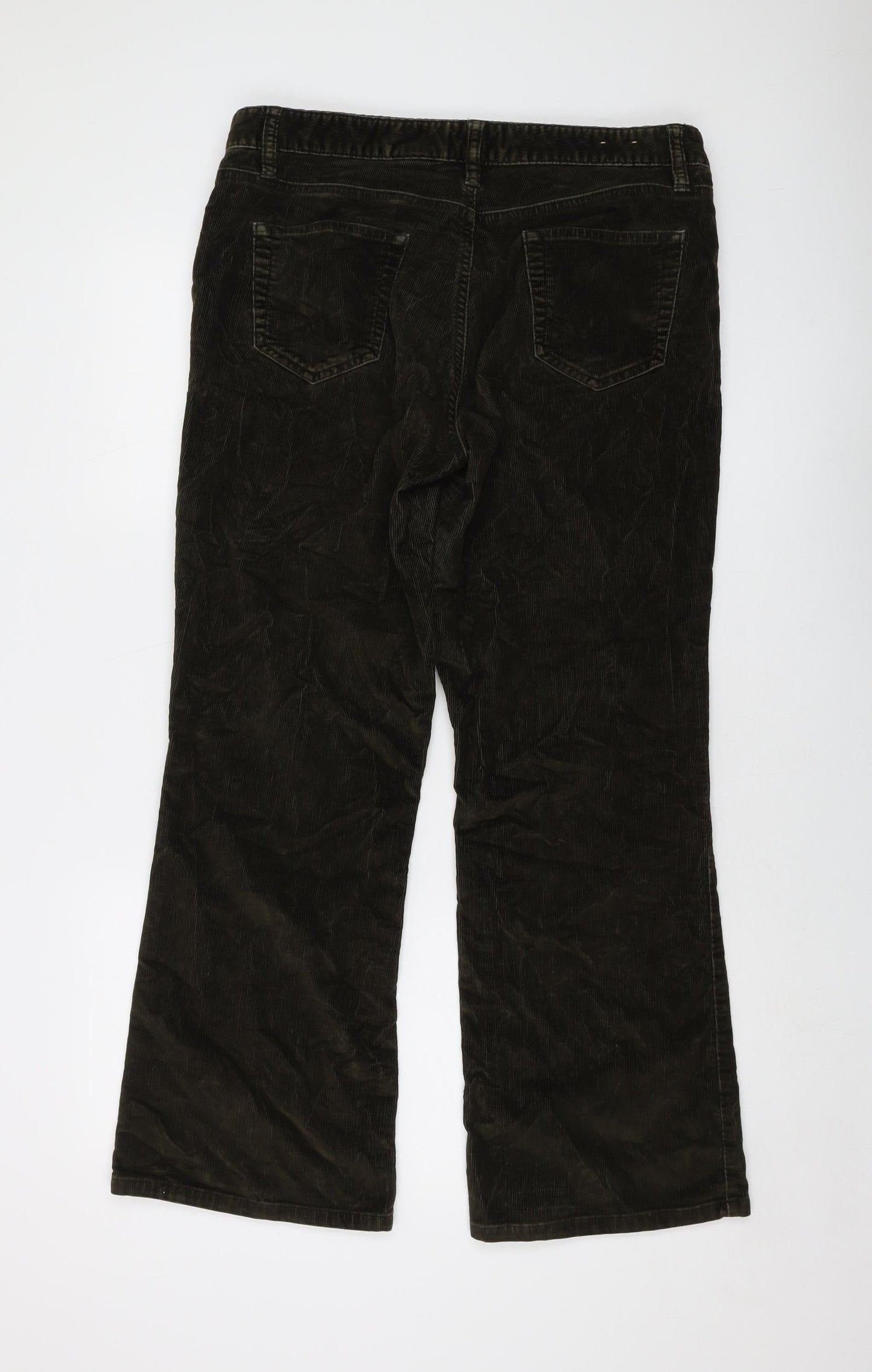 Eddie Bauer Womens Green Cotton Trousers Size 12 L28 in Regular Button