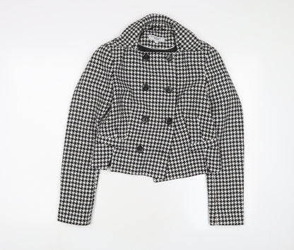 Next Womens White Herringbone Jacket Blazer Size 6 Button