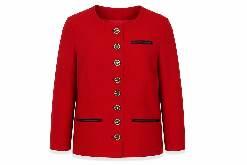Simply French Womens Red Jacket Blazer Size 12 Button